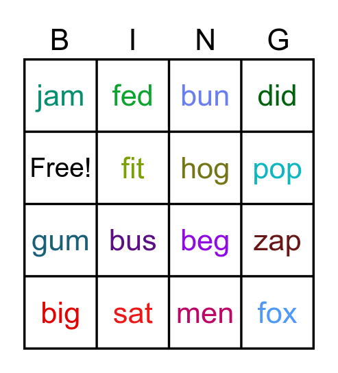 CVC #2 Bingo Card