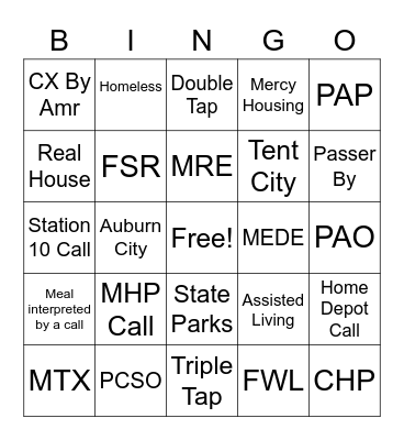 Back End Bingo Card