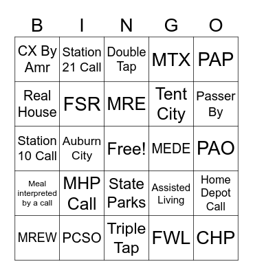 Back End Bingo Card