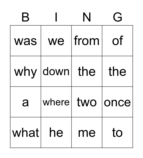 Tricky Word Review BINGO (Grade 2) Bingo Card