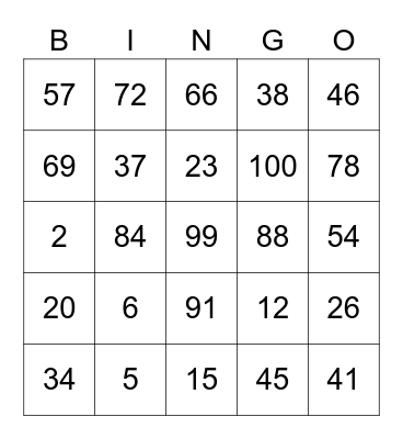 BINGO TIME! Bingo Card