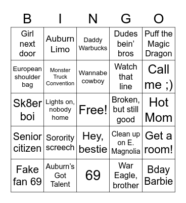 People-Watching Bingo Card