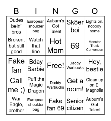 People-Watching Bingo Card