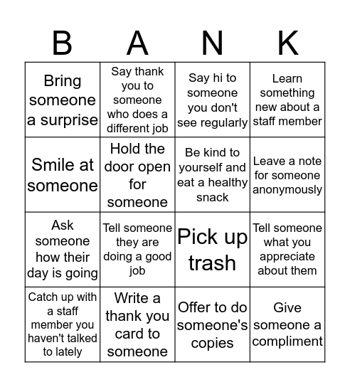 Emotional Account Bingo Card