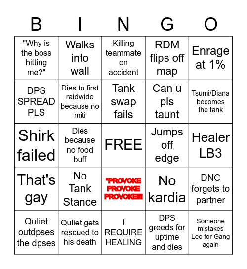 Lmao Bingo Card