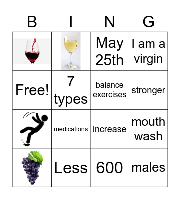 Red Wine, White Wine, or No Wine? Bingo Card