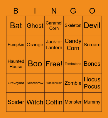 Halloween Bingo Card