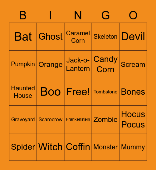 Halloween Bingo Card