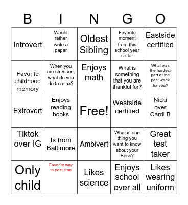 Igniter Intern Human Bingo Card