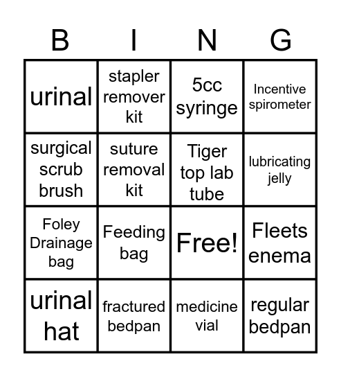 Equipment Nurses May Use Bingo Card