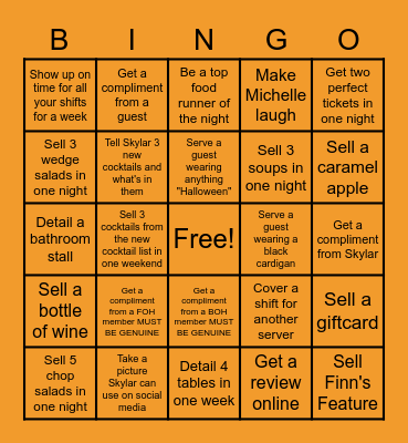 OCTOBER FOH BINGO Card