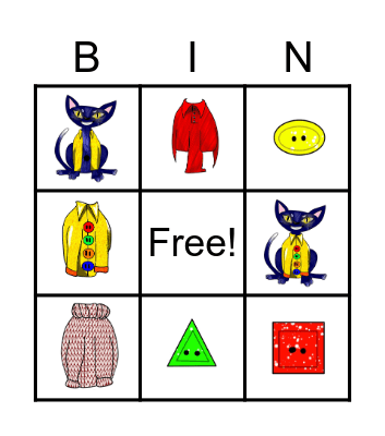 PETE THE CAT Bingo Card