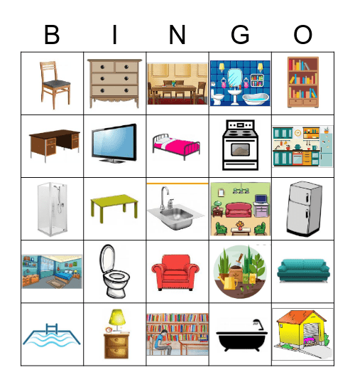 House rooms and objects Bingo Card