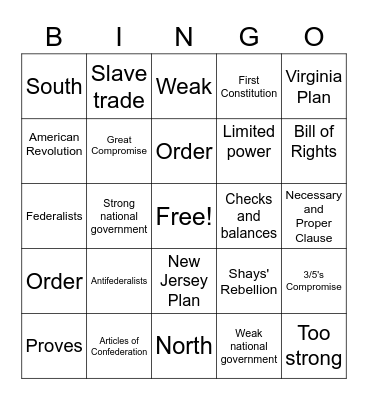 USH BINGO Card