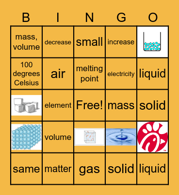 States of Matter Bingo Card