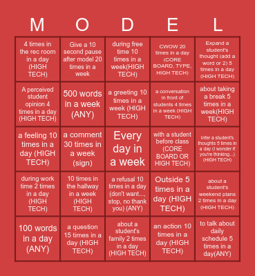 AAC BINGO COMPETITION Week 2 Bingo Card