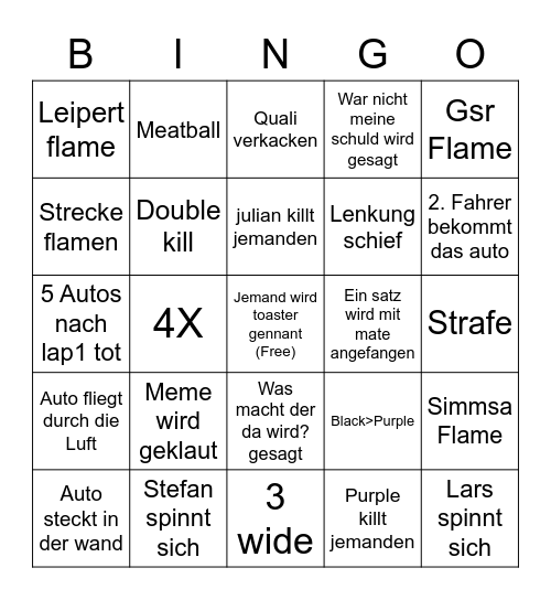 Gsr Masters Bingo Card