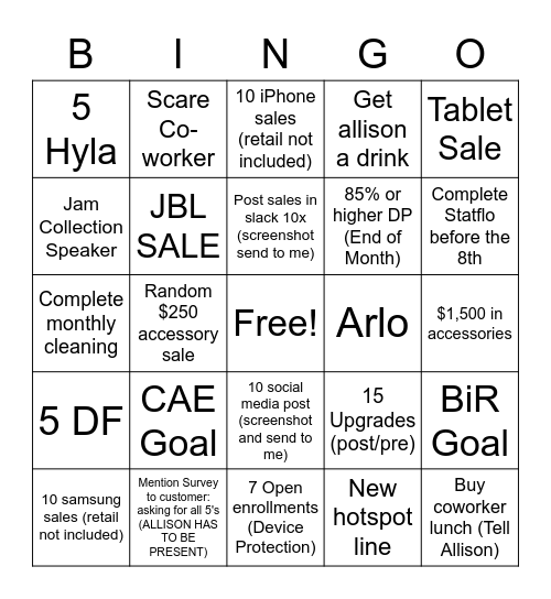 ERICA Bingo Card