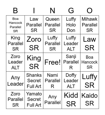 ONE PIECE BINGO Card