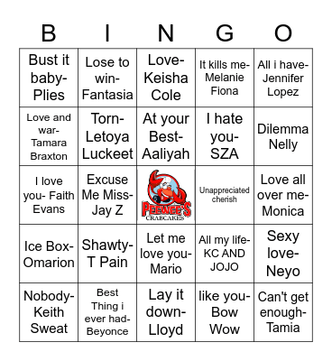 R&b BINGO Card