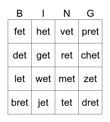 et family bingo Card