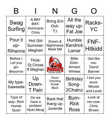 HIP HOP BINGO Card