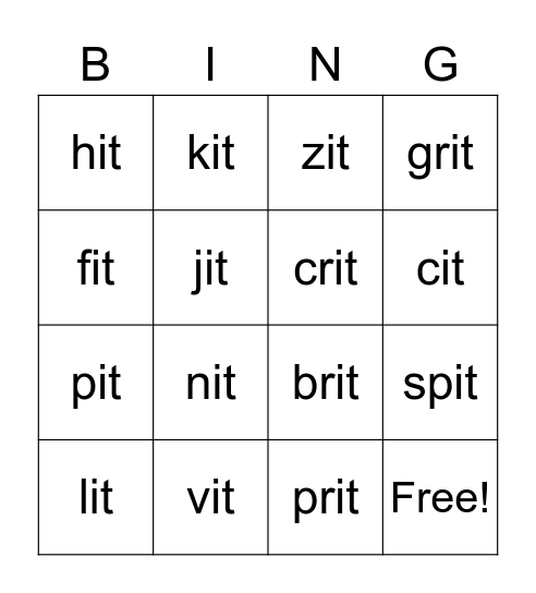 it family bingo Card