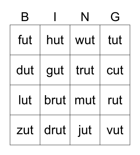 ut family bingo Card