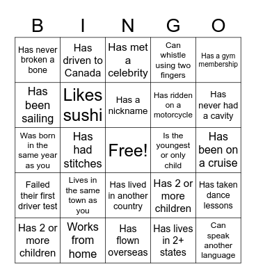 Find someone who... Bingo Card