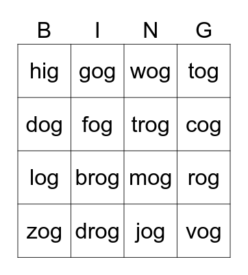 og family bingo Card