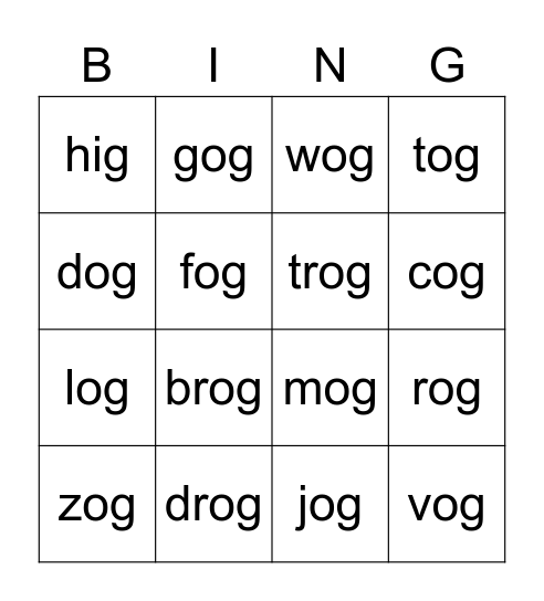 og family bingo Card