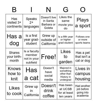 FIND SOMEONE WHO... Bingo Card
