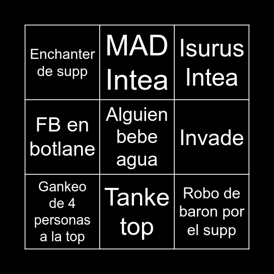 MAD vs ISU Bingo Card