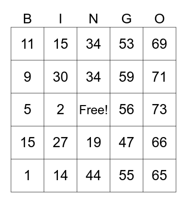 French Bingo Card