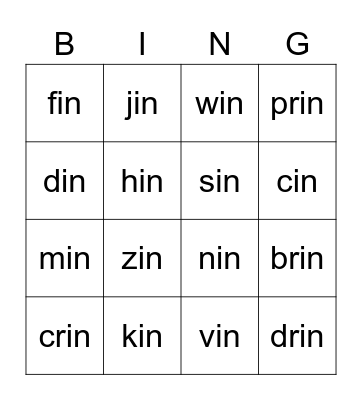 in family bingo Card