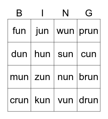 un family bingo Card