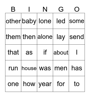 Spelling List 9 Bingo Card