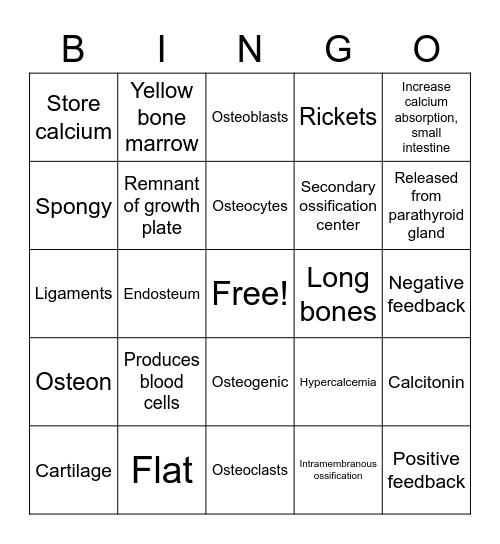 Bone tissue stuff Rappahannock CC Bingo Card