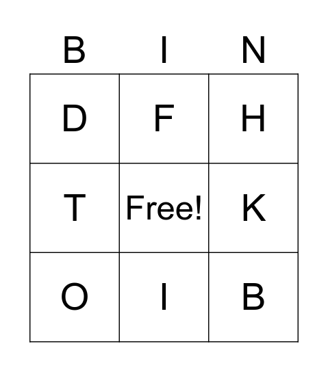 ABC Bingo Card