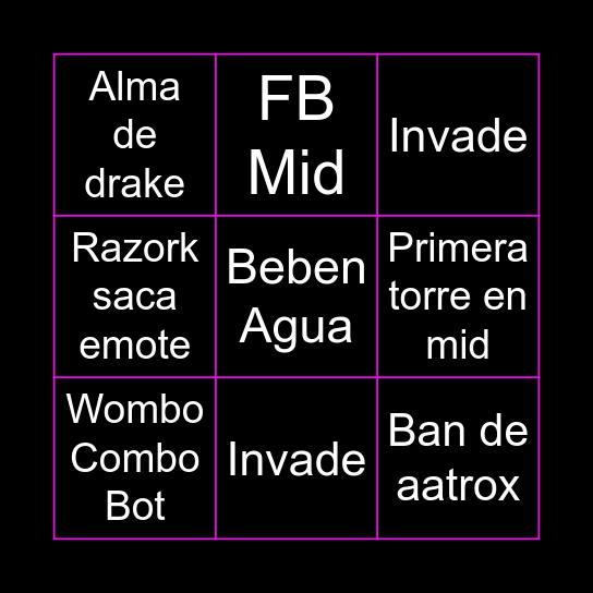 FNC VS EG Bingo Card