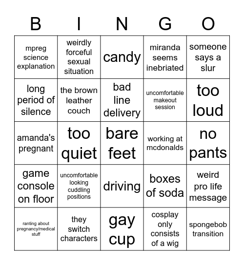 Barefoot Productions Bingo Card