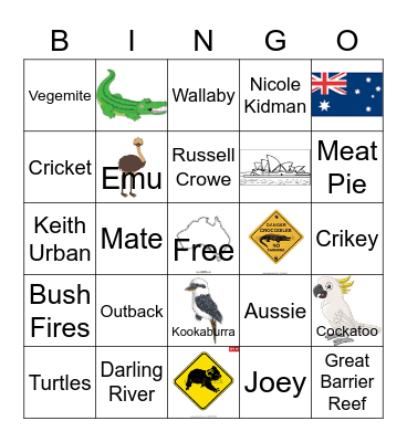 Aussie Bingo Card