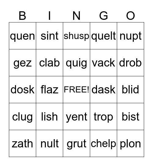Level 2 Unit 1 Bingo Card