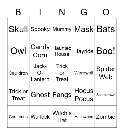 Happy Halloween Bingo Card