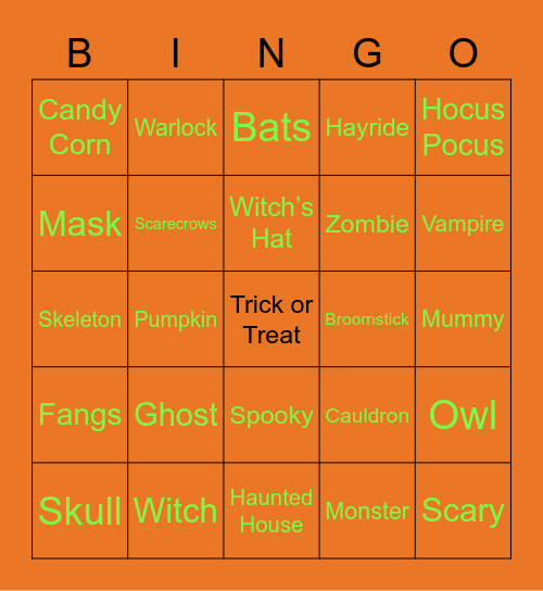 Happy Halloween Bingo Card
