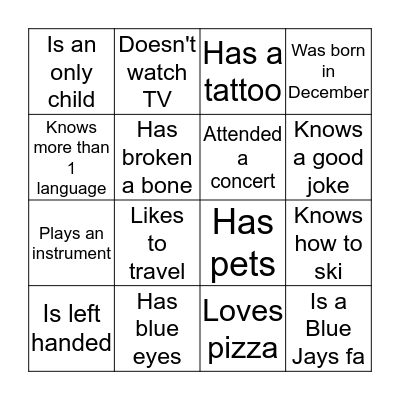 Find Somebody Who Bingo Card