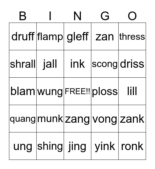 Level 2 Unit 2 Bingo Card