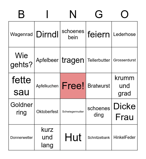 Oktoberfest Bingo Card