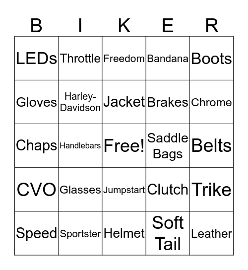 Harley-Davidson Bingo Card