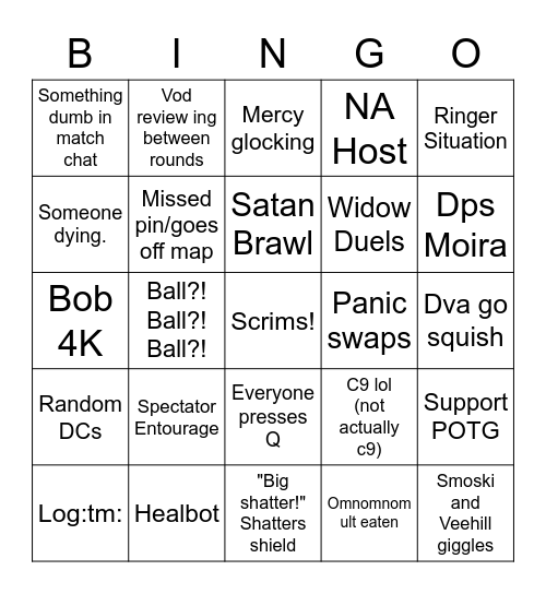 Scrims Bingo Card